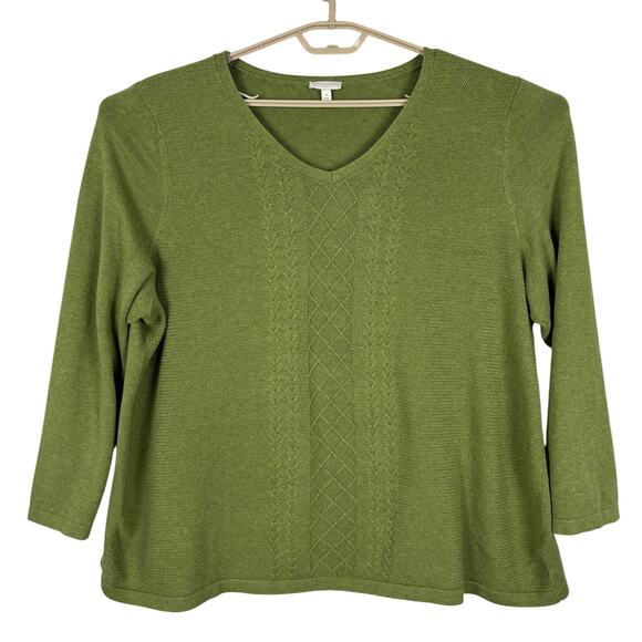 Talbots Woman 100% cotton v-neck sweater green 3X - Picture 1 of 7